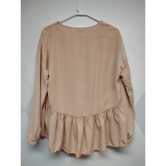 Zara trf apricot peplum long sleeve top - Picture 2 of 8